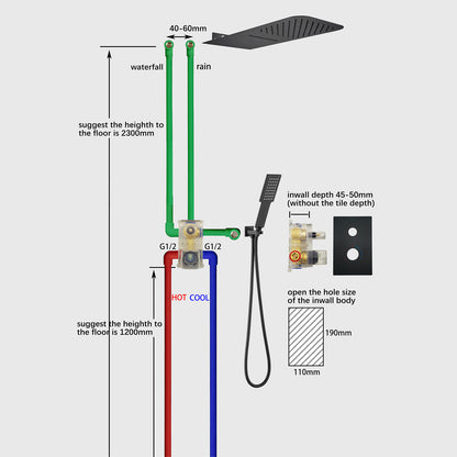 2-Handle 2-Spray High Pressure Wall Mount Shower Faucet in Polished Chrome (Valve Included)