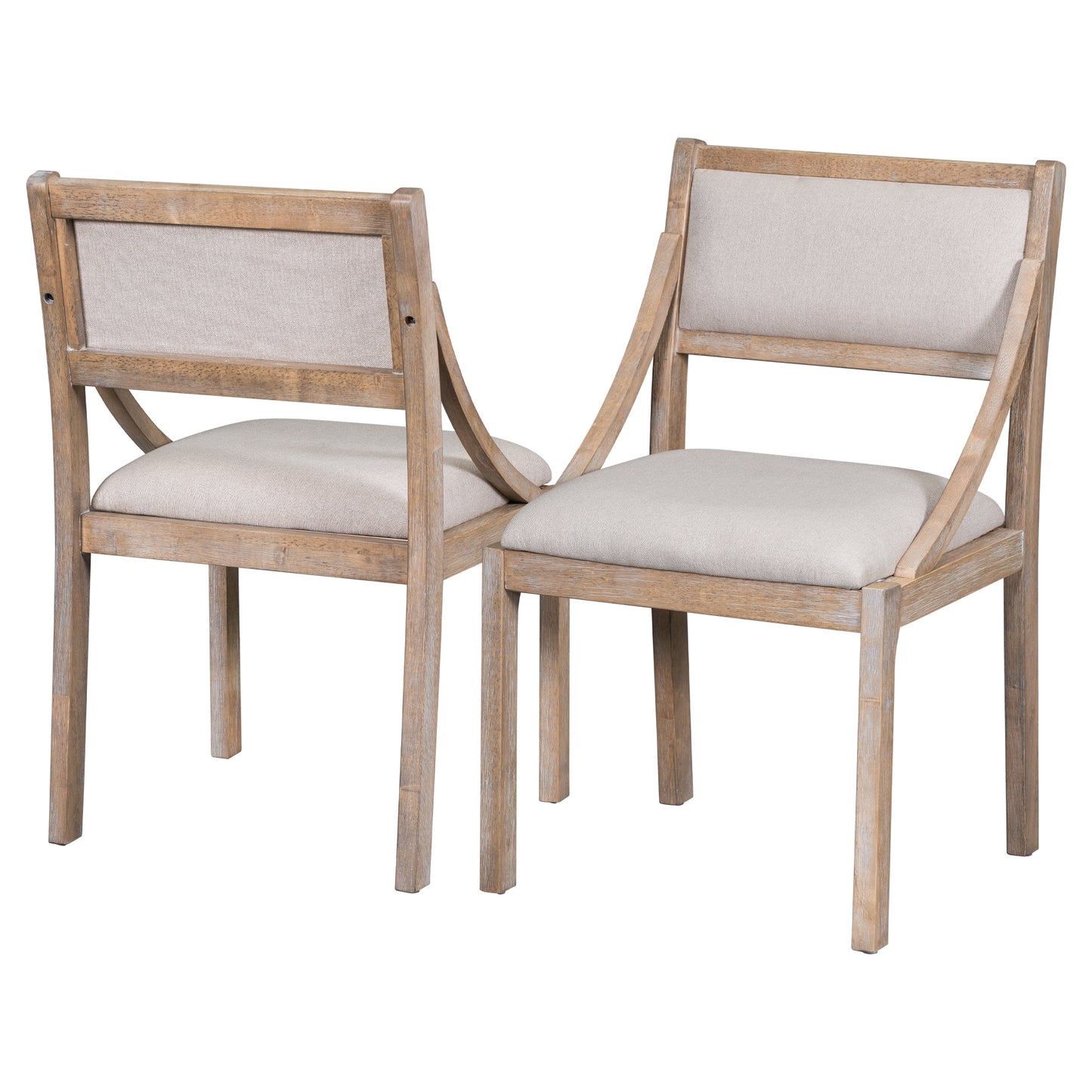 TREXM Retro Wood Dining Chairs Set of 2, Upholstered Chairs with Solid Wood Legs and Frame for Kitchen, Living Room, Dining Room (Natural Wood Wash)