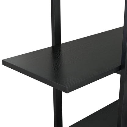 74.8 Inch Bookshelf L-shape MDF Boards Stainless Steel Frame Corner 6-tier Shelves Adjustable Foot Pads, Black