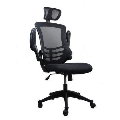 Techni Mobili Modern High-Back Mesh Executive Office Chair with Headrest and Flip-Up Arms, Black