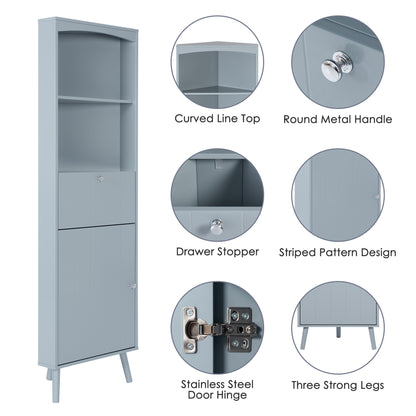 Gray Triangle Elegant Corner Cabinet with Open Shelves, MDF Board, Anti-toppling Device, Painting Surface, Large Storage Space for Limited Space