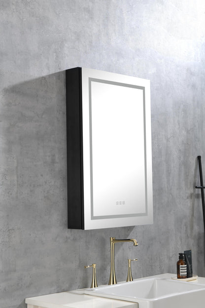 LED Lighted Bathroom Medicine Cabinet with Mirror, Surface Lighted Medicine Cabinet,Dimmable,Adjustable Shelves,Intelligent Switch Medicine Cabinet, Aluminum Frame,Right opening door