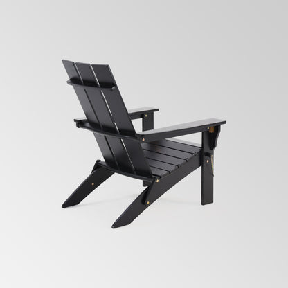 Outdoor Classic Pure Black Solid Wood Adirondack Chair Garden Lounge Chair Foldable