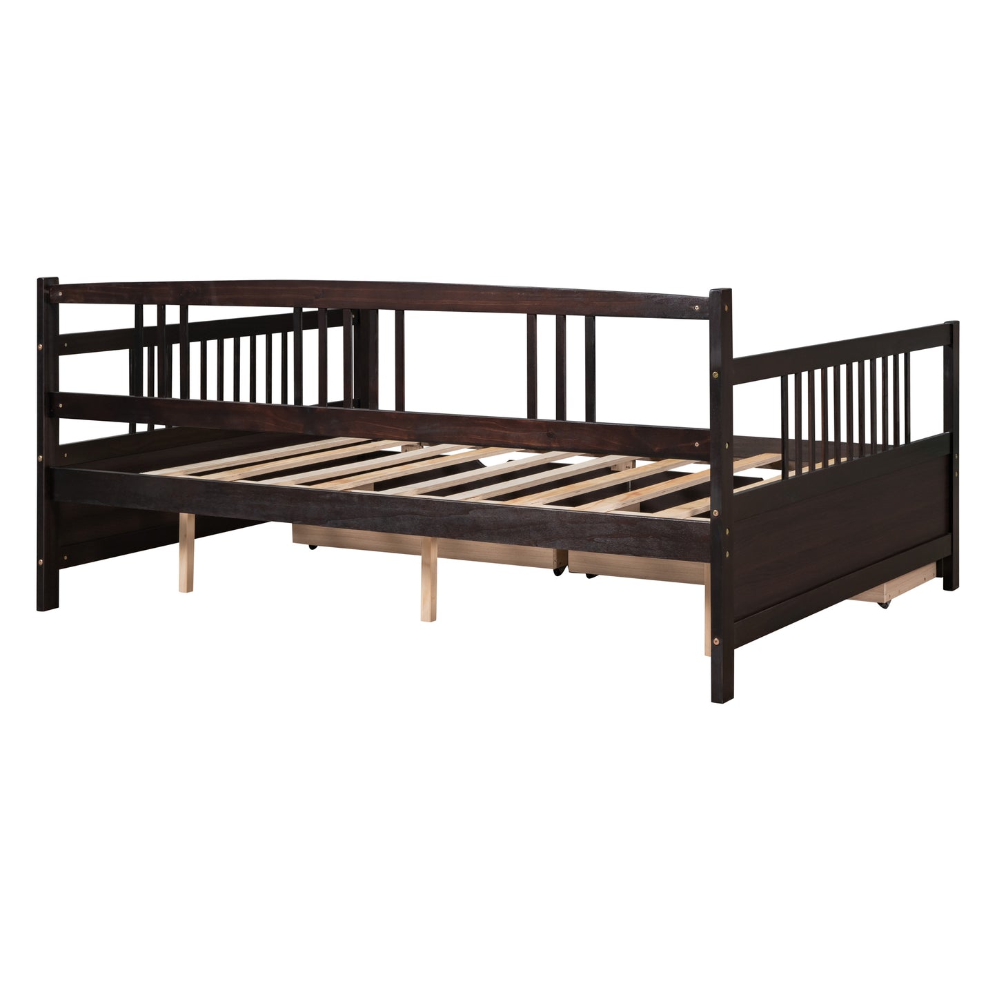 Full Size Daybed Wood Bed with Two Drawers,Espresso（OLD  SKU:LP000058AAP）