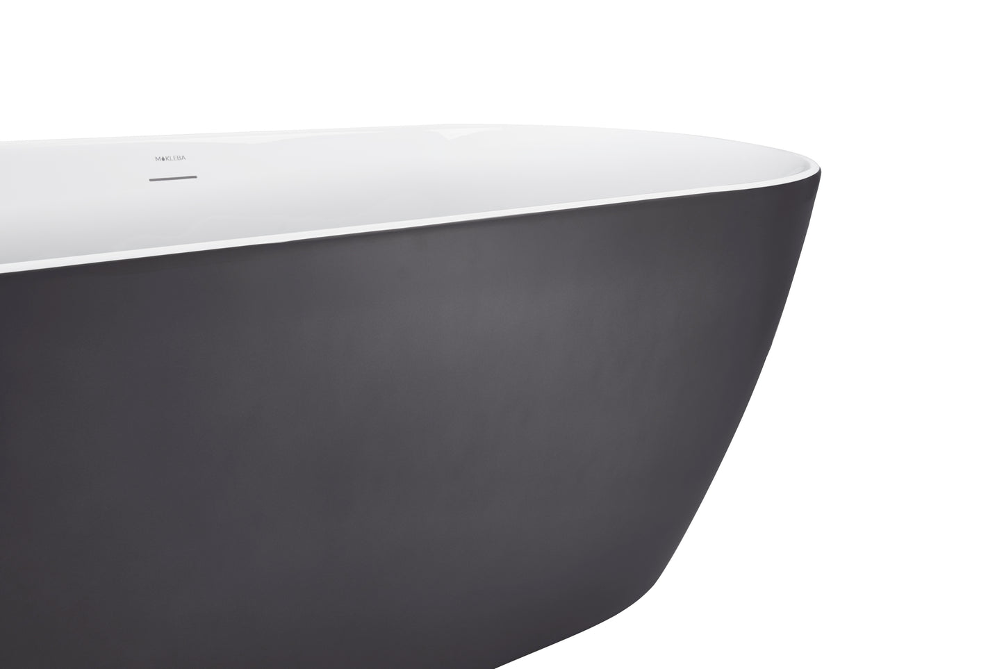 59" 100% Acrylic Freestanding Bathtub，Contemporary Soaking Tub，white inside and gray outside