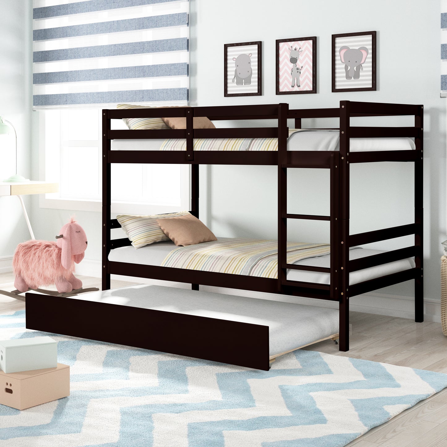 TWIN BUNKBED WITH TWIN TRUNDLE