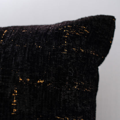 Decorative Black and Gold Chenille Throw Pillow