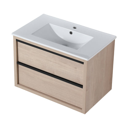 30" Bathroom Vanity with 2/3 Soft Close drawers,  White Ceramic Basin