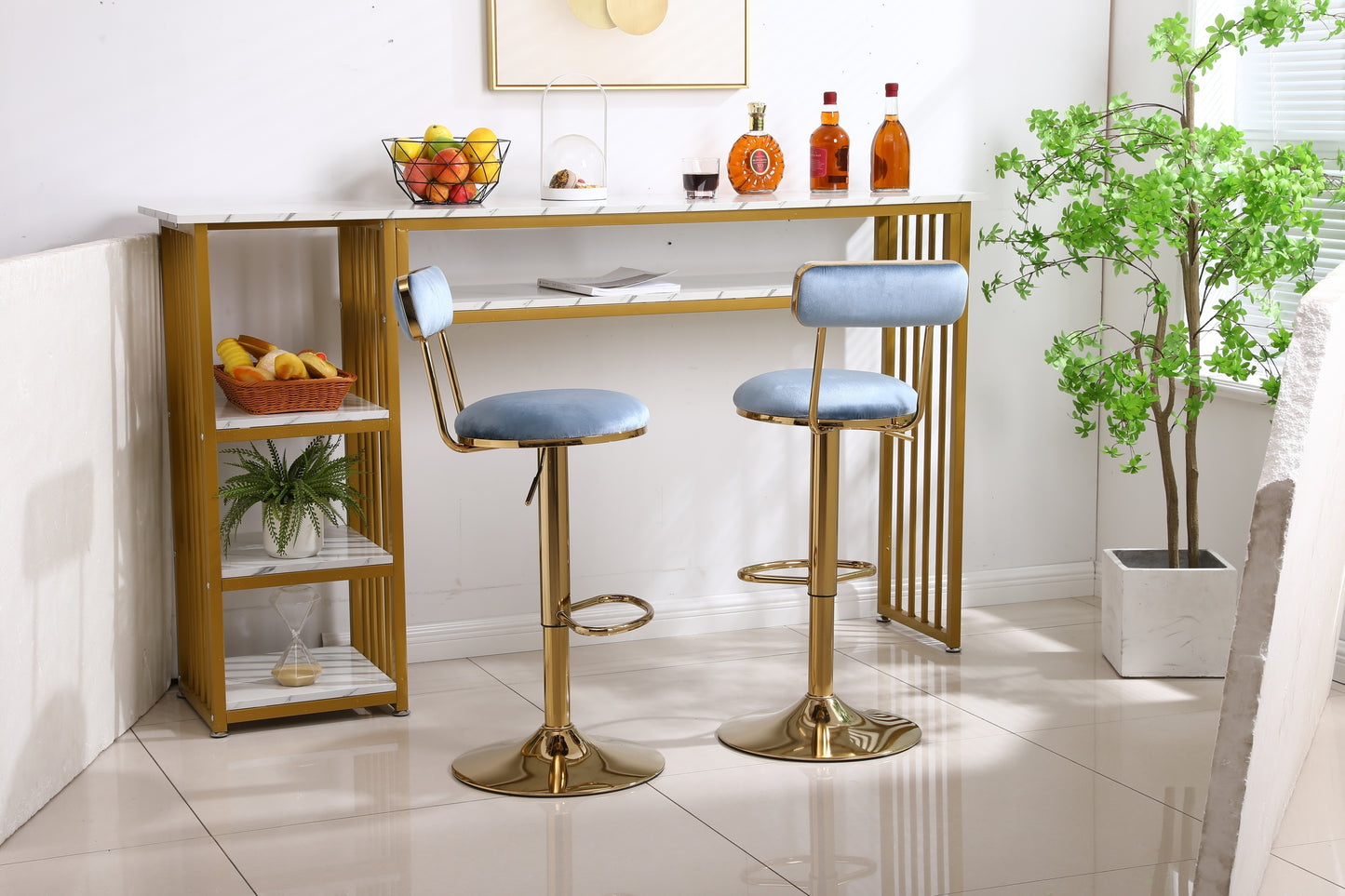 Bar Stools with Back and Footrest Counter Height Dining Chairs  2pcs/ctn