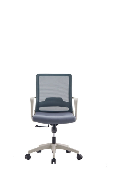 Brynn Swivel Adjustable Height Fixed Armrest Office Chair Smokey Oak and White