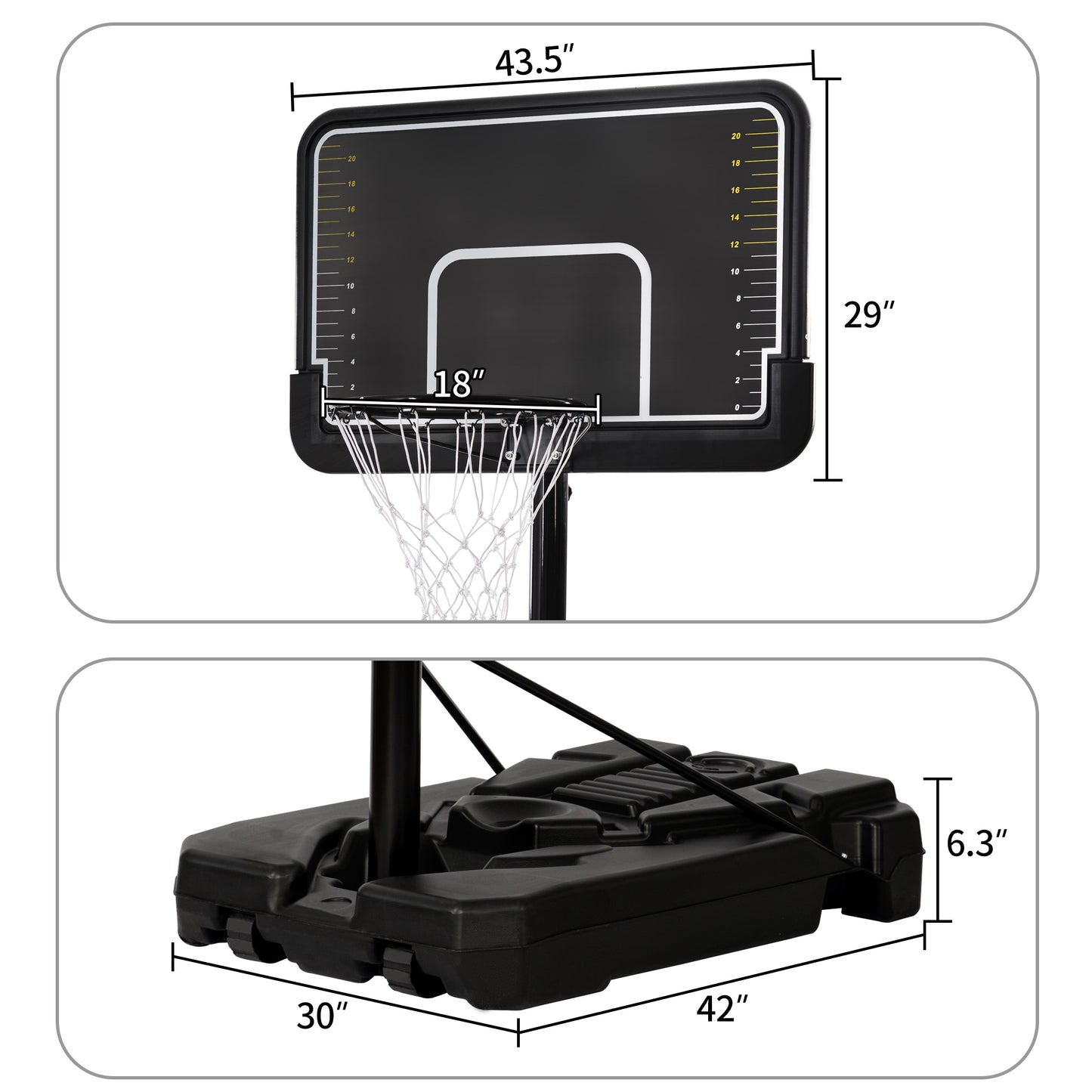 Portable Basketball Hoop & Goal with Vertical Jump Measurement, Outdoor Basketball System with 6.6-10ft Height Adjustment for Youth, Adults