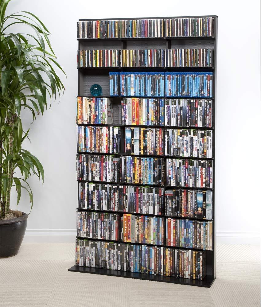 Elite, Medium Media Tower, 609CD/420DVD/483BR - Black outside/shelves, silver interior sides