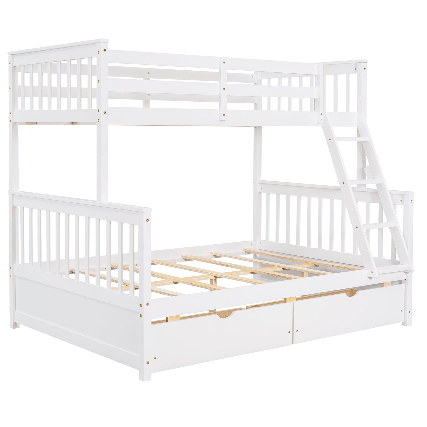 Twin-Over-Full Bunk Bed with Ladders and Two Storage Drawers (White) ( old sku:LT000165AAK）