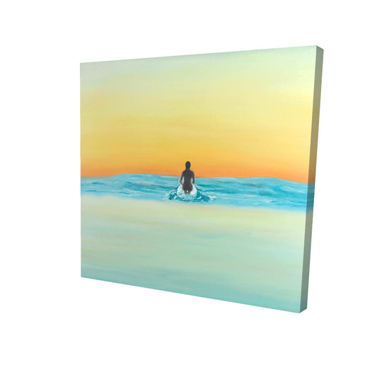A surfer swimming by dawn - 12x12 Print on canvas