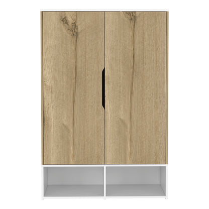 Logan 2-Shelf Armoire Light Oak and White