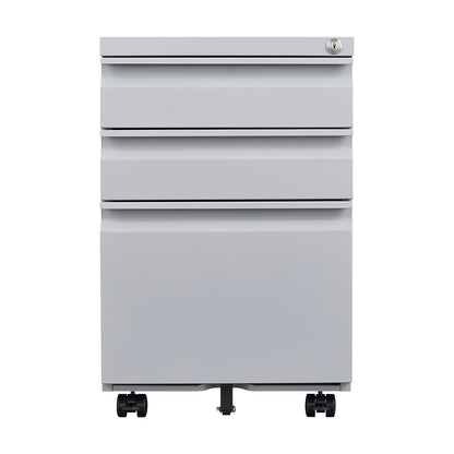 3 Drawer Mobile Locking File Cabinet, Rolling Filing Cabinet for Letter/A4 Size With 5 Wheels ,GREY