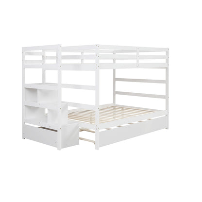 Full over Full Bunk Bed with Twin Size Trundle (White)(OLD SKU :LP000033AAK)