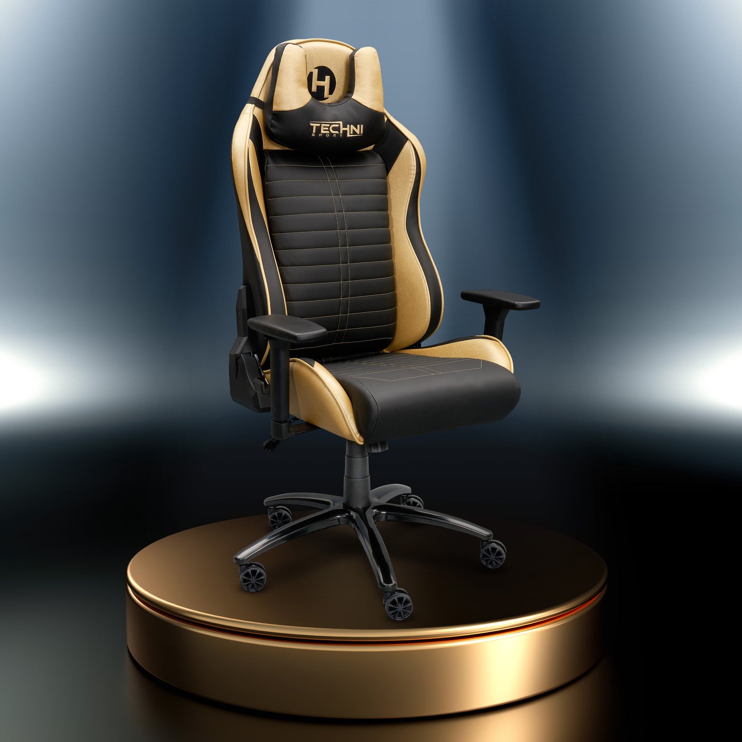 Techni Sport Ergonomic Racing Style Gaming  Chair - Golden