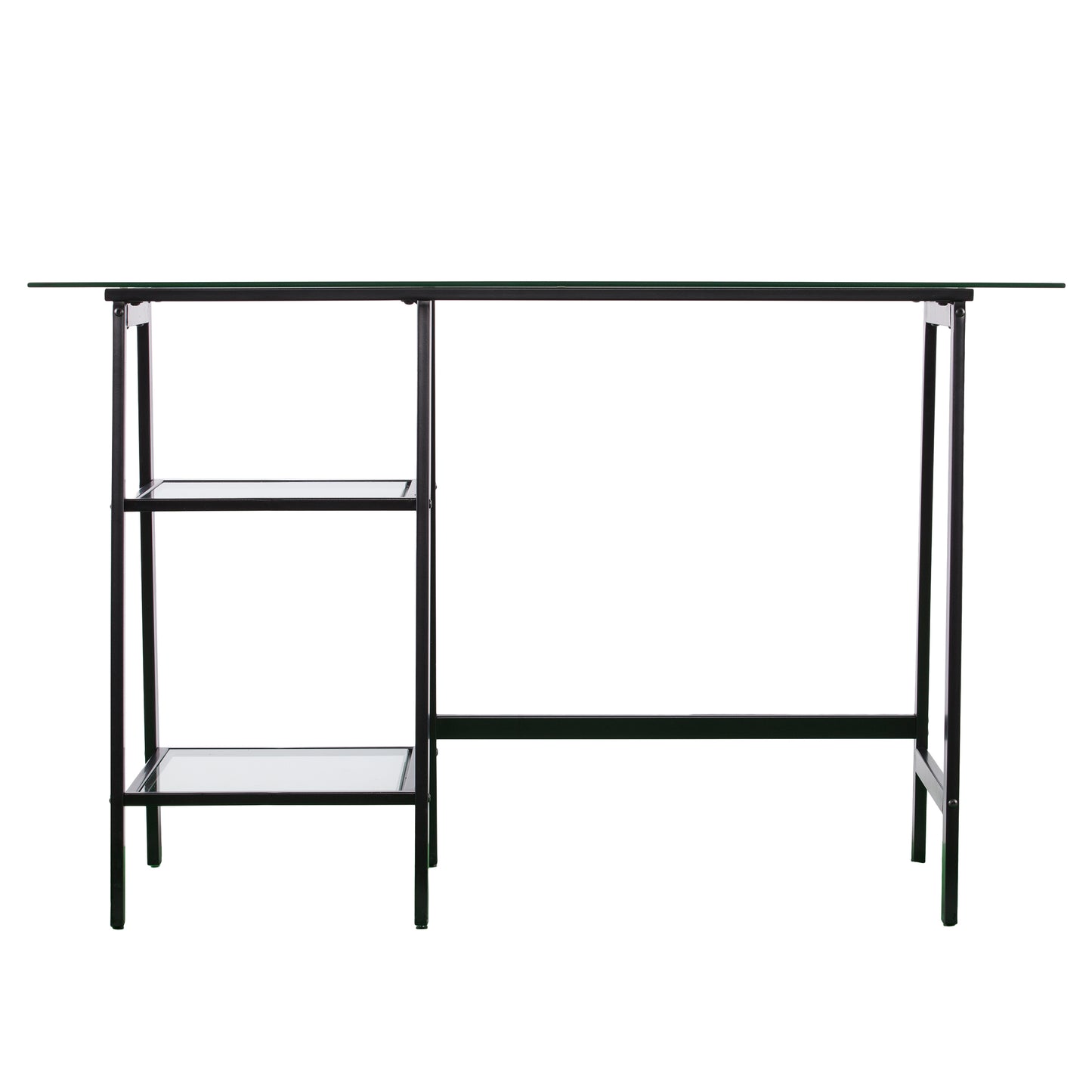 Avery Metal/Glass Sawhorse/A-Frame Writing Desk - Black