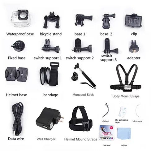 All PRO Action Sports Camera With 1080P HD And WiFi 18 PCS Of Accessory Included by VistaShops