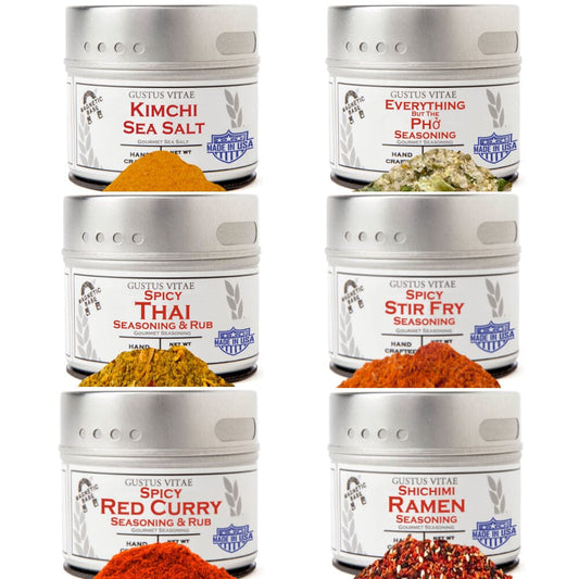 Asian Seasonings Gift Set - Tastes of Asia - Artisanal Spice Blends Six Pack by Gustus Vitae