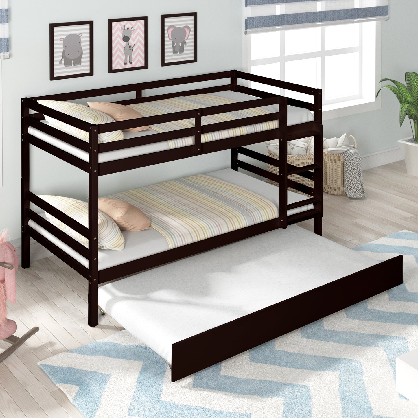 TWIN BUNKBED WITH TWIN TRUNDLE