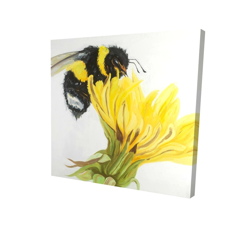 Little bumblebee on a dandelion - 08x08 Print on canvas