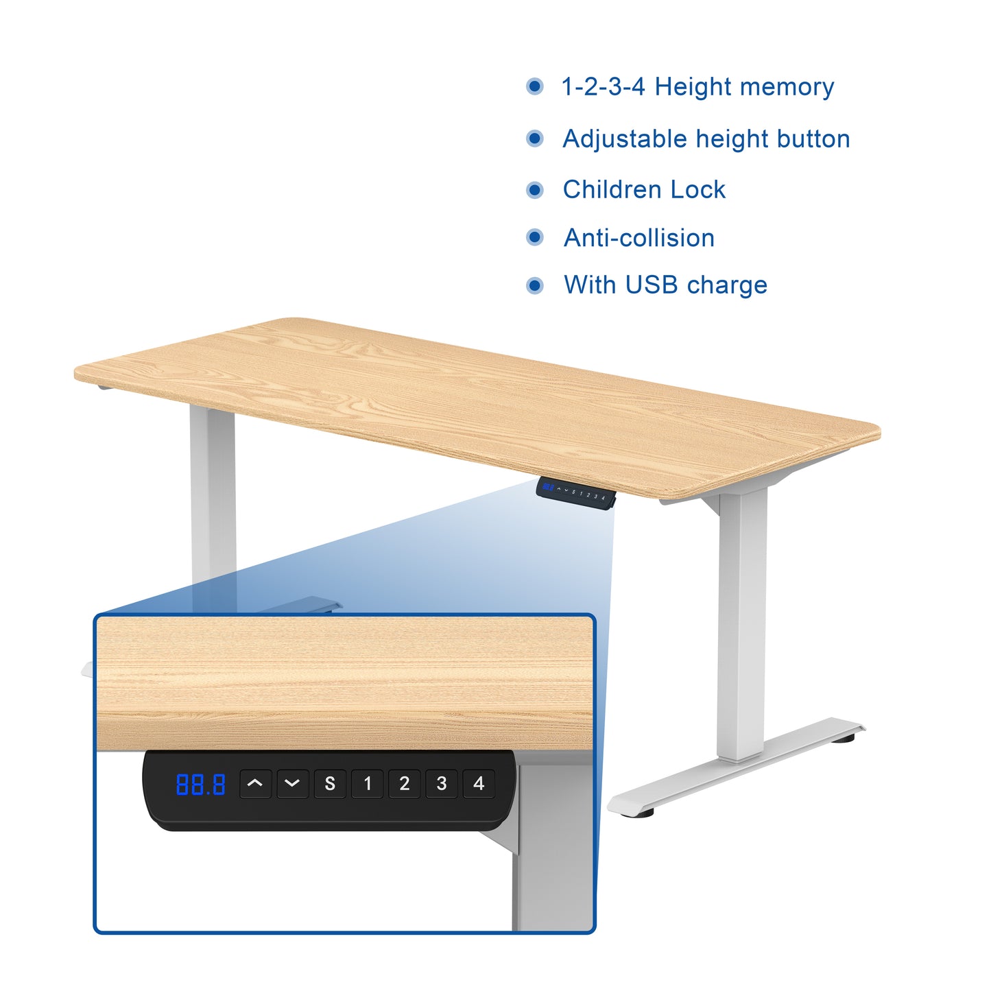 Ergonomic Standing Desk Base Workstation Frame Only，White