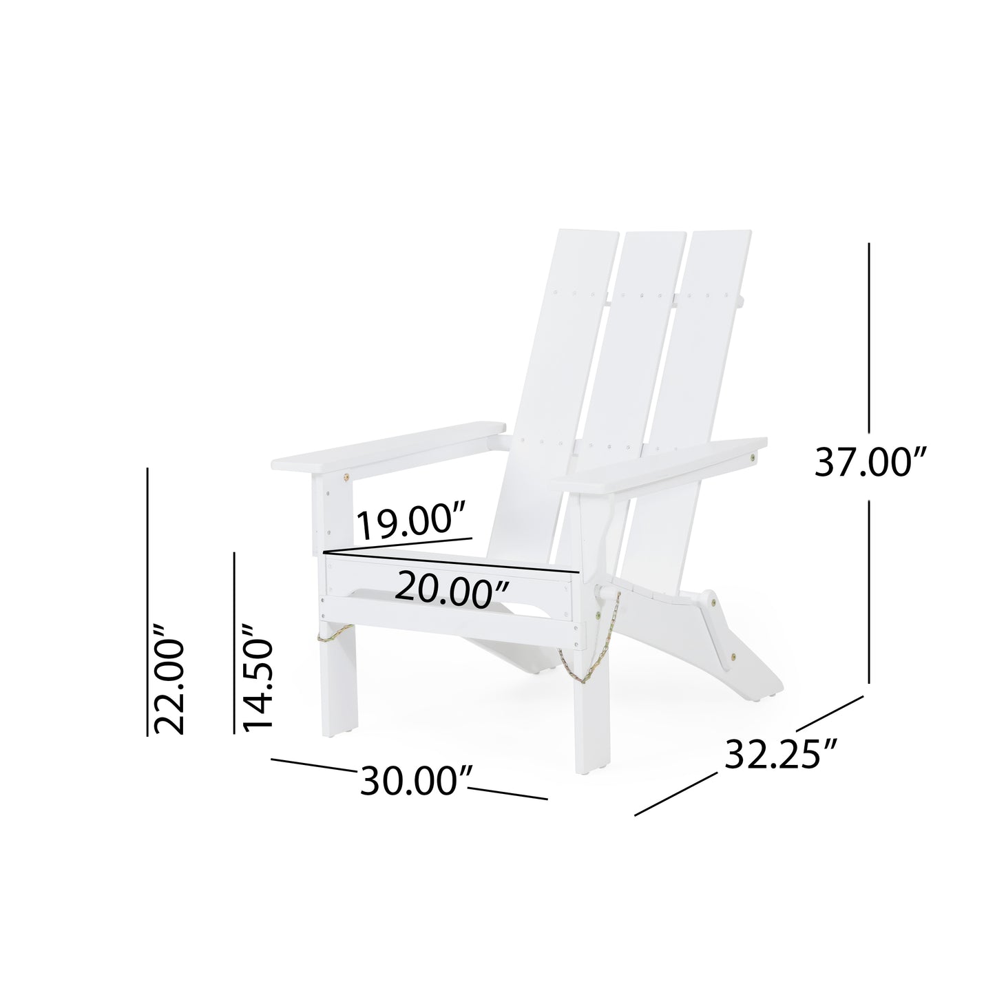 Gurekam Outdoor Acacia Foldable White  Adirondack Chair