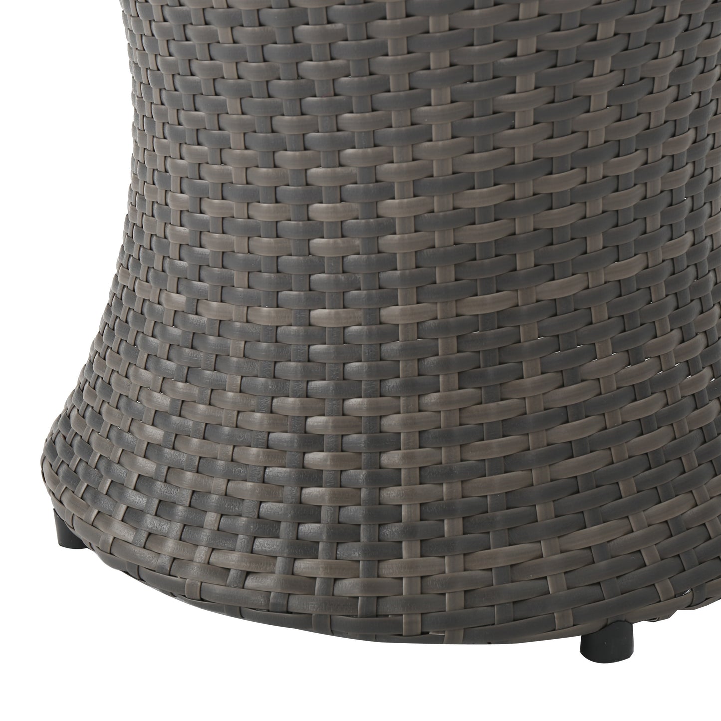 Townsgate Outdoor Brown Wicker Hourglass Side Table Gray