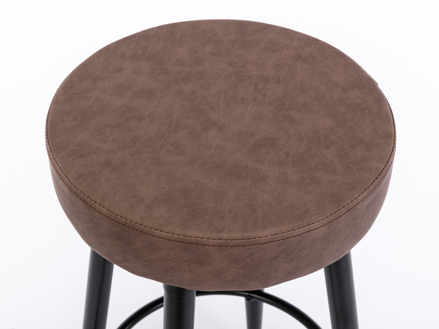 A&A Furniture,Metal Bar Stools,  Round Kitchen Counter Stools, Industrial Round Barstool, Bar Chairs, 28 Inch for Counter Pub Height Set of 2 (Brown)