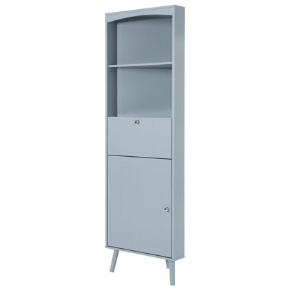 Gray Triangle Elegant Corner Cabinet with Open Shelves, MDF Board, Anti-toppling Device, Painting Surface, Large Storage Space for Limited Space