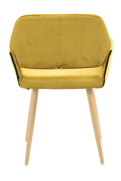 Velet Upholstered Side Dining Chair with Metal Leg(Yellow velet+Beech Wooden Printing Leg),KD backrest