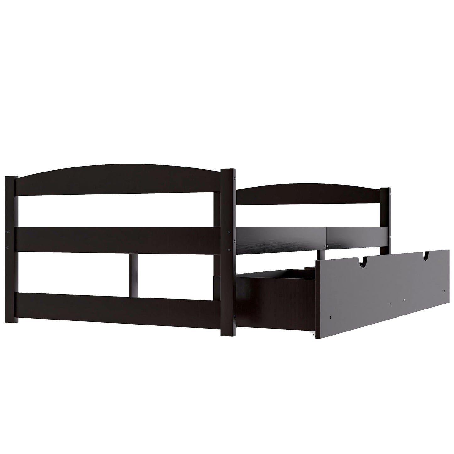 Twin size platform bed, with two drawers, espresso（New）