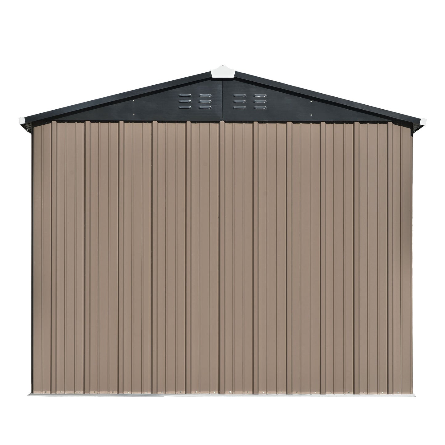 TOPMAX Patio 8ft x6ft Bike Shed Garden Shed, Metal Storage Shed with Adjustable Shelf and Lockable Doors, Tool Cabinet with Vents and Foundation Frame for Backyard, Lawn, Garden, Brown