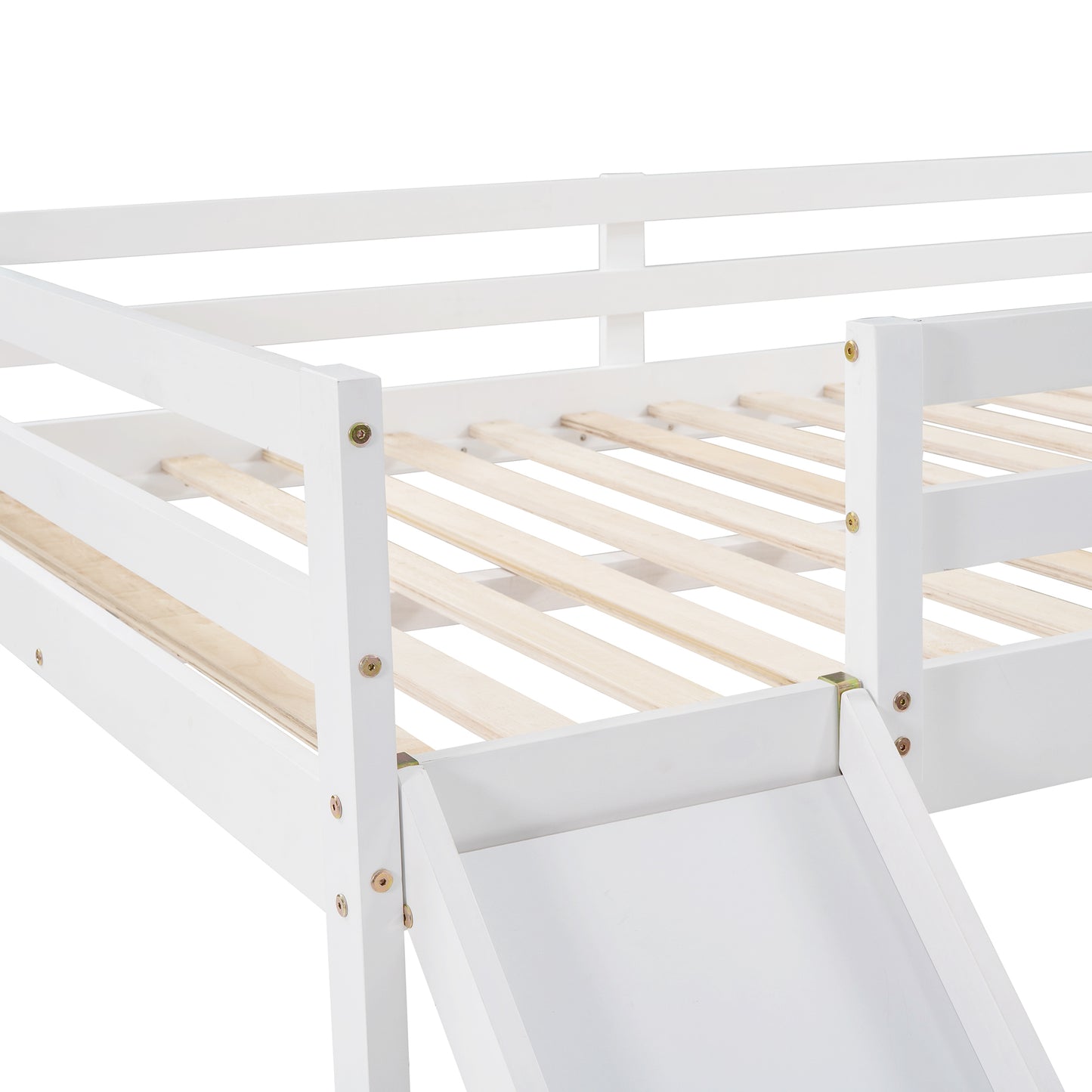 Loft Bed with Slide, Multifunctional Design, Full (White)(OLD SKU :WF281157AAK)