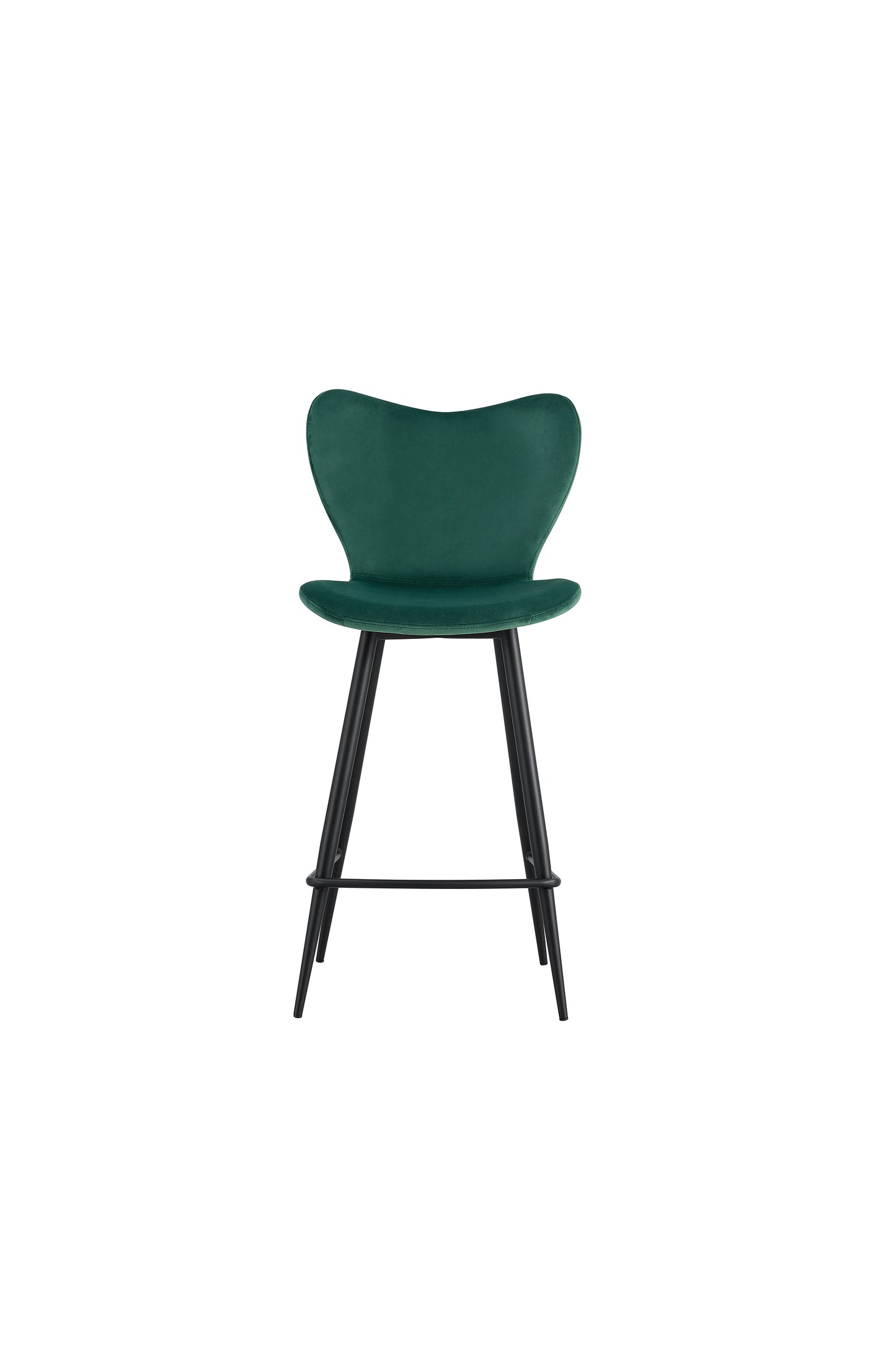 Dark Green Velvet Chair Barstool Dining Counter Height Chair Set of 2