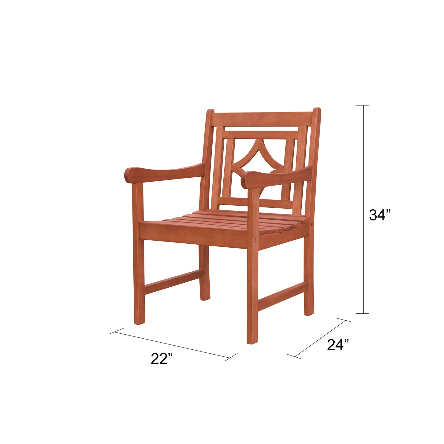 Malibu Outdoor Patio Diamond Eucalyptus Dining Armchair