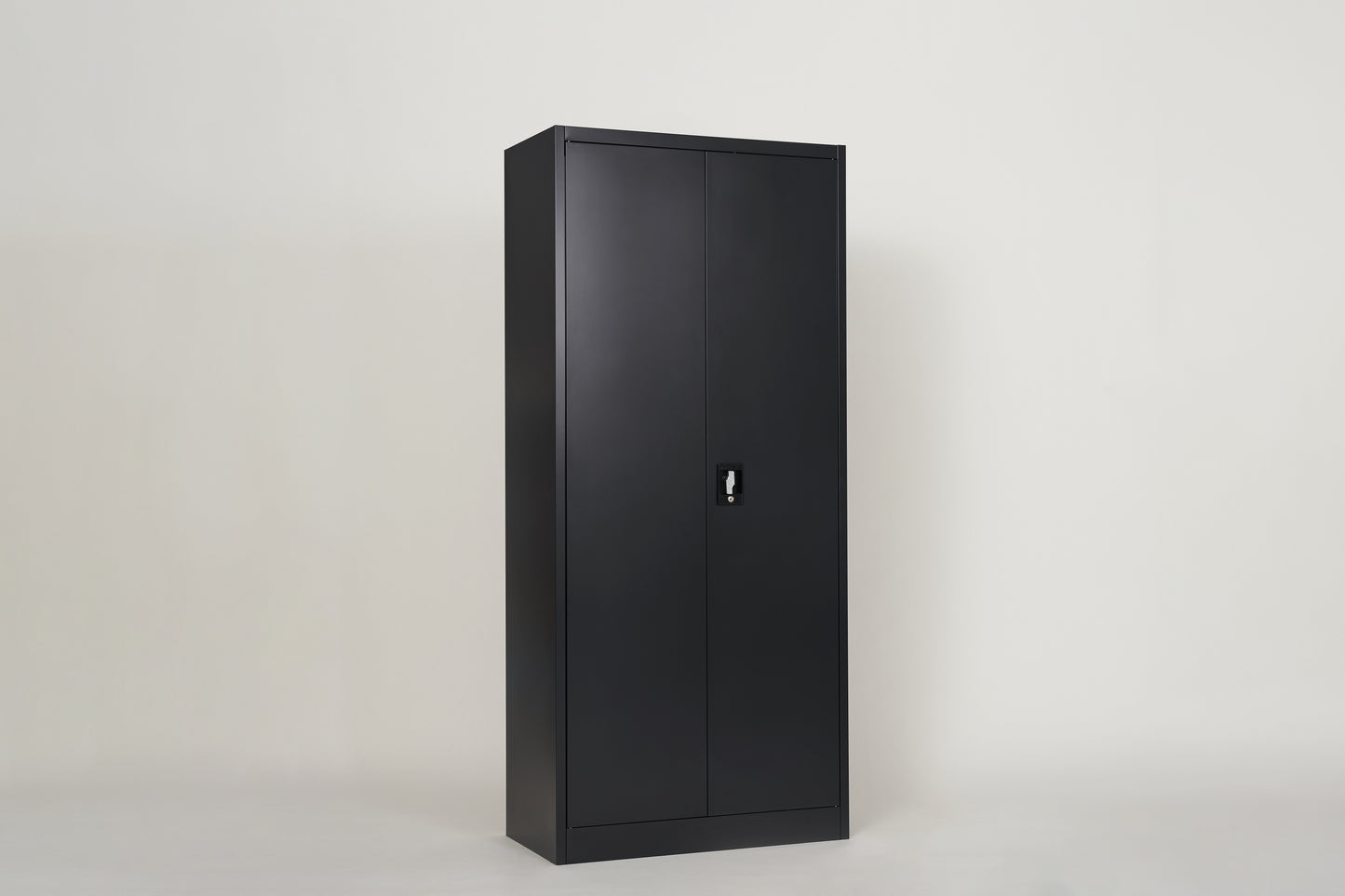 Metal Storage Cabinet with 2 Doors and 4 Shelves, Lockable Steel Storage Cabinet for Office, Garage, Warehouse,(Black)