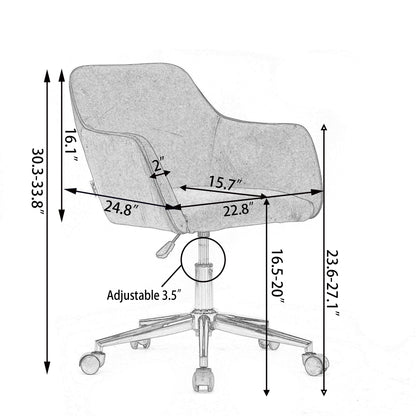 Modern Teddy Fabric Material Adjustable Height 360 Revolving Home Office Chair With Gold Metal Legs And Universal Wheel For Indoor,Green