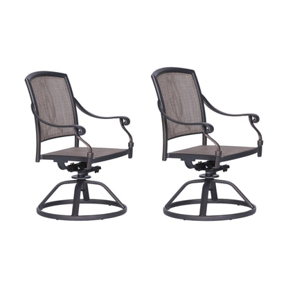 Patio Outdoor Aluminum frame Sling Swivel Rocker Chair, Set of 2