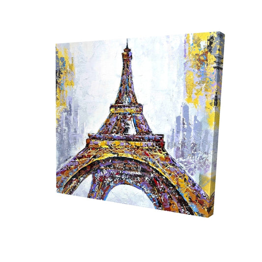 Abstract paint splash eiffel tower - 32x32 Print on canvas