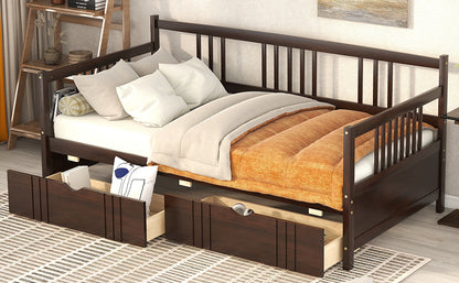 Twin Size Daybed Wood Bed with Two Drawers,Espresso(OLD SKU:LP000057AAP)