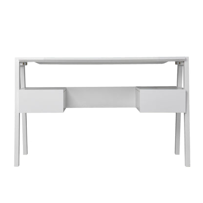 Clyden Midcentury Modern Writing Desk w/ Storage - White