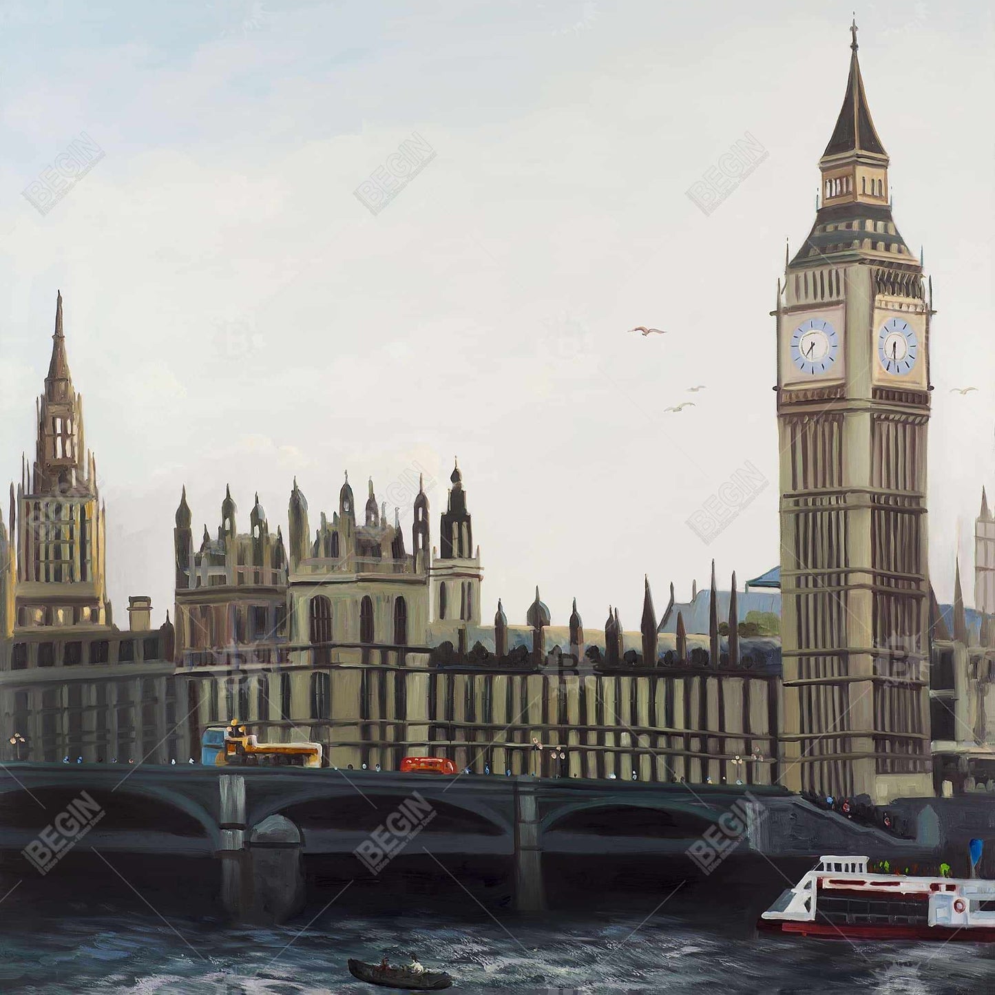 Big ben clock elizabeth tower in london - 08x08 Print on canvas