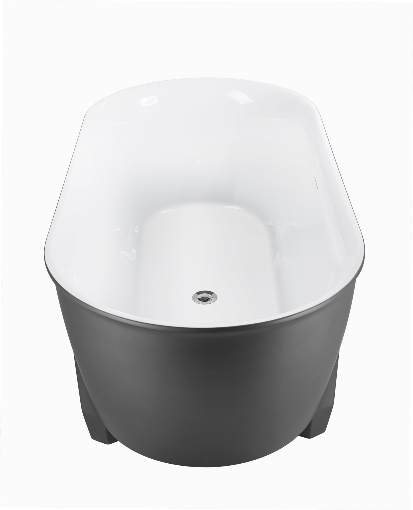 59" 100% Acrylic Freestanding Bathtub，Contemporary Soaking Tub，white inside and gray outside，Four corner bathtub