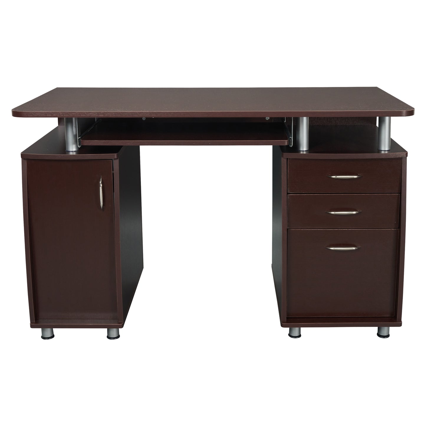 Techni Mobili Complete Workstation Computer Desk with Storage, Chocolate