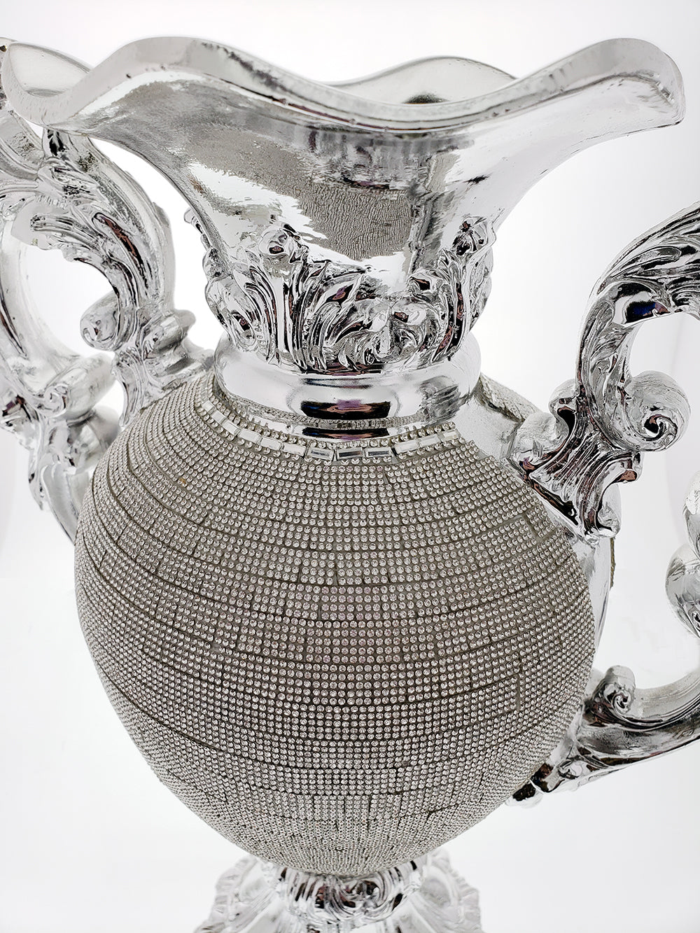 Ambrose Chrome Plated Crystal Embellished Ceramic Vase