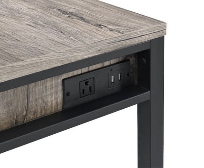 ACME Disho Built-in USB Port Writing Desk, Light Weathered Oak & Black Finish 92720