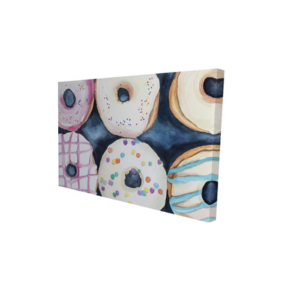 Watercolor delicious looking doughtnuts - 20x30 Print on canvas